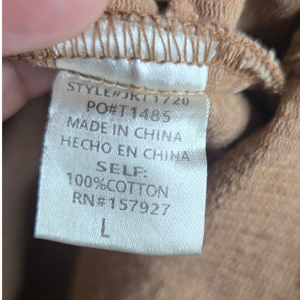La Miel Oversized Corduroy Shacket Jacket Tan 100% Cotton Women's Large - Picture 8 of 9